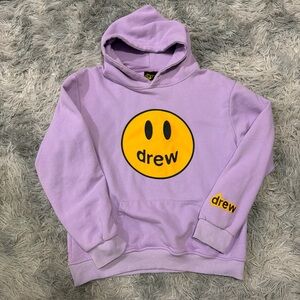 Drew Skate House Hoodie Smiley Face Purple Sweatshirt Adult Size L Justin Bieber